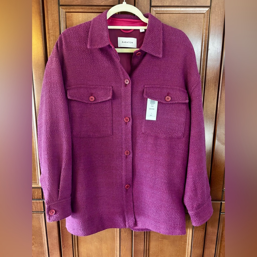 Aritzia Babaton Joan Tweed Jacket Burgundy Maroon Cordovan